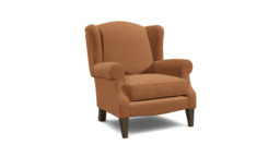 Orange Velvet Wingback Armchair - Traditional Accent Custom Arm Chair In Stain Resistant Velvet - Otley Range - thumbnail 1