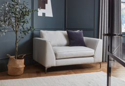 Cream Fabric Loveseat Armchair - Modern Snuggle Cuddler Custom Arm Chair - Clapham Range - thumbnail 2