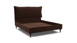 Brown Velvet Super King Size Bed Frame - Traditional Low End With Large Headboard In Easy Clean Velvet - Lyndhurst Range