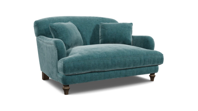 Teal Velvet Loveseat Armchair - Traditional Snuggler Cuddler Custom Arm Chair In Stain Resistant Velvet - Evelyn Range - image 1