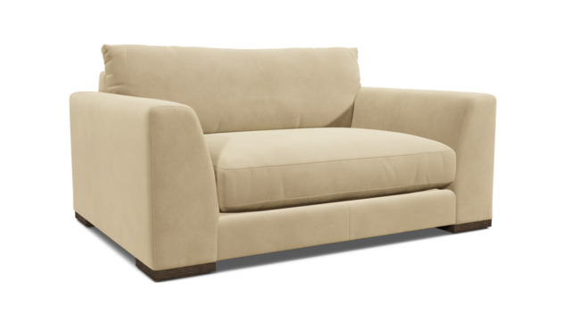 Cream Fabric Loveseat Armchair - Modern Snuggle Cuddler Custom Arm Chair - Kingston Range - image 1