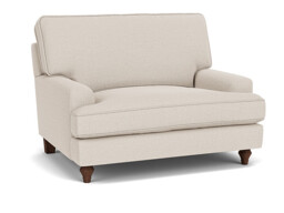 Cream Fabric Loveseat Armchair - Modern Snuggle Cuddler Custom Arm Chair - Whinfell Range