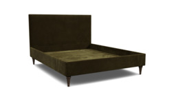 Green Linen King Size Bed Frame - Traditional Low End With Large Headboard - Yarnmouth Range - thumbnail 1