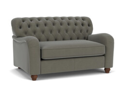 Grey Fabric Loveseat Armchair - Traditional Snuggler Cuddler Custom Arm Chair In Easy Clean Fabric - Bakewell Range