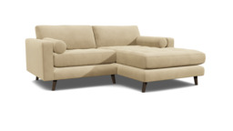 Cream Fabric Loveseat Sofa With Chaise - Modern Petit Custom Sofa - Shoreditch Range