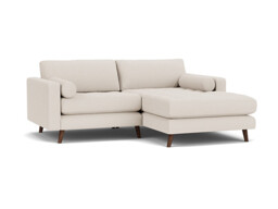 Cream Fabric Loveseat Sofa With Chaise - Modern Petit Custom Sofa - Shoreditch Range