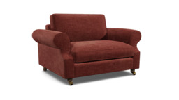Purple Velvet Loveseat Armchair - Traditional Snuggler Cuddler Custom Arm Chair In Easy Clean Velvet - Kendal Range