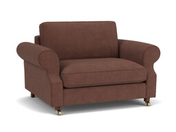 Purple Velvet Loveseat Armchair - Traditional Snuggler Cuddler Custom Arm Chair In Easy Clean Velvet - Kendal Range