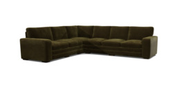 Green Linen 4X3 Seater Corner Sofa - Modern Style Custom Sofa - Sloane Range - thumbnail 1