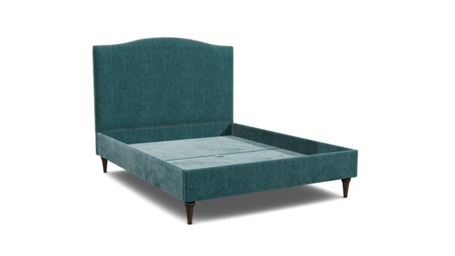 Teal Velvet King Size Bed Frame - Traditional Low End With Large Headboard In Stain Resistant Velvet - Avebury Range - image 1