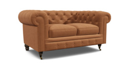Orange Velvet 2 Seater Sofa - Traditional Chesterfield Style Custom Sofa In Stain Resistant Velvet - Harrington Range