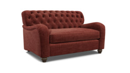 Purple Velvet Loveseat Armchair - Traditional Snuggler Cuddler Custom Arm Chair In Easy Clean Velvet - Bakewell Range - thumbnail 1
