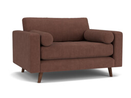 Purple Velvet Loveseat Armchair - Modern Snuggle Cuddler Custom Arm Chair In Easy Clean Velvet - Shoreditch Range - thumbnail 1