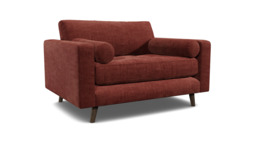 Purple Velvet Loveseat Armchair - Modern Snuggle Cuddler Custom Arm Chair In Easy Clean Velvet - Shoreditch Range