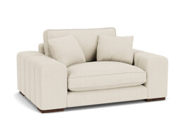 White Chenille Loveseat Armchair - Modern Snuggle Cuddler Custom Arm Chair In Stain Resistant Chenille - Epping Range - thumbnail 1