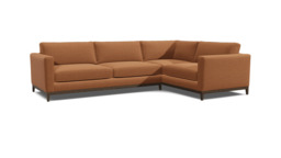 Orange Velvet 4 Seater Right Corner Sofa - Modern Style Custom Sofa In Stain Resistant Velvet - Darwin Range - thumbnail 1