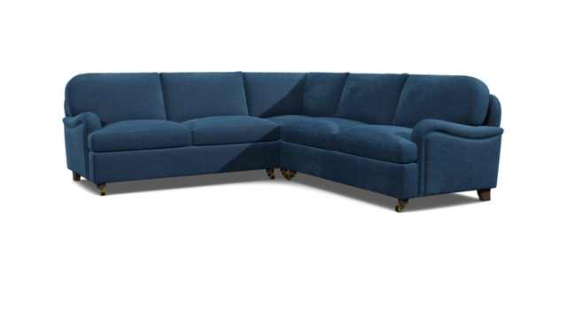 Blue Velvet 3X3 Seater Corner Sofabed - Traditional Fold Out Custom Sofa Bed In Easy Clean Velvet - Helston Range - image 1
