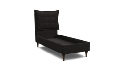 Black Velvet Single Bed Frame - Traditional Low End With Large Headboard In Easy Clean Velvet - Lyndhurst Range - thumbnail 1