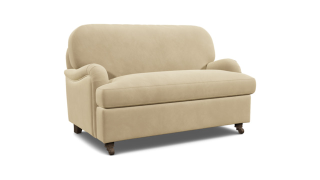 Cream Fabric Loveseat Armchair - Traditional Snuggler Cuddler Custom Arm Chair - Helston Range - image 1