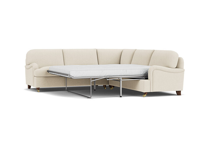 White Chenille 3.5 Seater Corner Sofabed - Traditional Fold Out Custom Sofa Bed In Stain Resistant Chenille - Helston Range - image 1