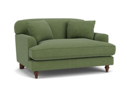 Green Linen Loveseat Armchair - Traditional Snuggler Cuddler Custom Arm Chair - Galloway Range - thumbnail 1