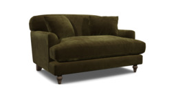 Green Linen Loveseat Armchair - Traditional Snuggler Cuddler Custom Arm Chair - Galloway Range