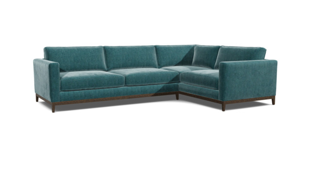 Teal Velvet 4 Seater Right Corner Sofa - Modern Style Custom Sofa In Stain Resistant Velvet - Darwin Range - image 1