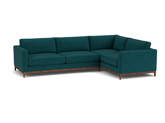 Teal Velvet 4 Seater Right Corner Sofa - Modern Style Custom Sofa In Stain Resistant Velvet - Darwin Range - image 1
