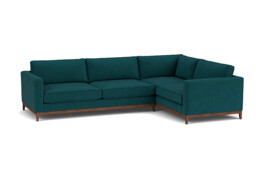 Teal Velvet 4 Seater Right Corner Sofa - Modern Style Custom Sofa In Stain Resistant Velvet - Darwin Range