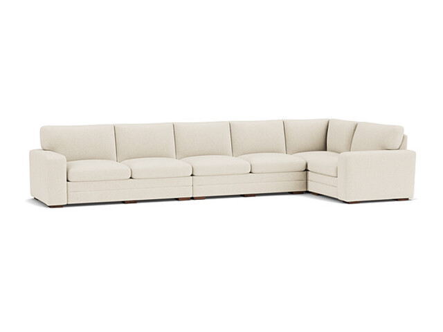 White Chenille 6X1.5 Seater Corner Sofa - Modern Style Custom Sofa In Stain Resistant Chenille - Sloane Range - image 1