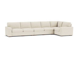 White Chenille 6X1.5 Seater Corner Sofa - Modern Style Custom Sofa In Stain Resistant Chenille - Sloane Range - thumbnail 1