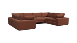 Red Velvet U Shaped Sofa - Modren U Shape Corner Custom Sofa In Easy Clean Velvet - Purley Range