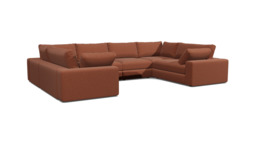 Red Velvet U Shaped Sofa - Modren U Shape Corner Custom Sofa In Easy Clean Velvet - Purley Range