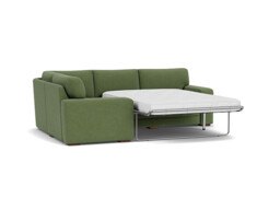 Green Linen 3X1.5 Seater Corner Sofabed - Modern Fold Out Custom Sofa Bed - Sloane Range - thumbnail 1