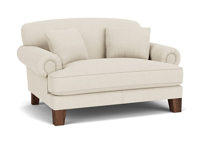 White Chenille Loveseat Armchair - Traditional Snuggler Cuddler Custom Arm Chair In Stain Resistant Chenille - Thatcham Range - image 1