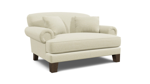 White Chenille Loveseat Armchair - Traditional Snuggler Cuddler Custom Arm Chair In Stain Resistant Chenille - Thatcham Range - image 1