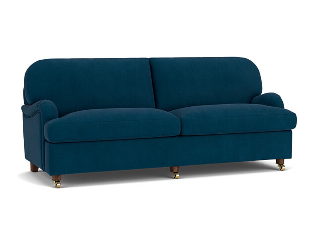 Blue Velvet 4 Seater Sofa - Traditional Style Custom Sofa In Easy Clean Velvet - Helston Range - image 1