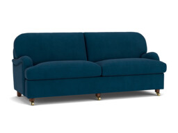 Blue Velvet 4 Seater Sofa - Traditional Style Custom Sofa In Easy Clean Velvet - Helston Range - thumbnail 1