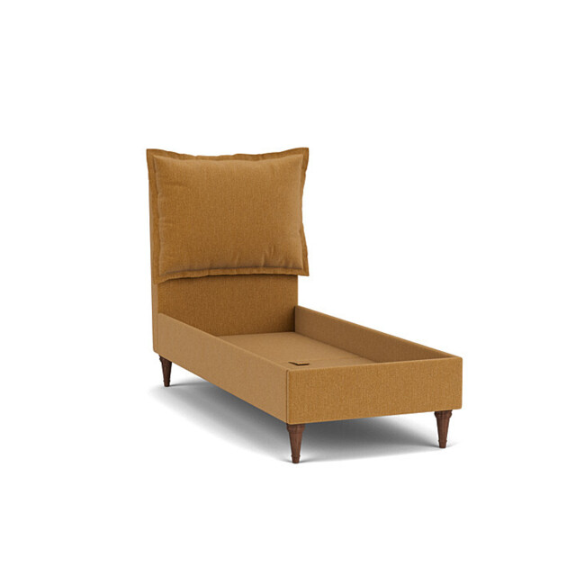 Orange Velvet Single Bed Frame - Traditional Low End With Large Headboard In Stain Resistant Velvet - Lyndhurst Range - image 1