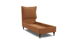 Orange Velvet Single Bed Frame - Traditional Low End With Large Headboard In Stain Resistant Velvet - Lyndhurst Range