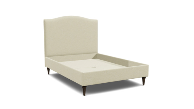 White Chenille Double Bed Frame - Traditional Low End With Large Headboard In Stain Resistant Chenille - Avebury Range - image 1