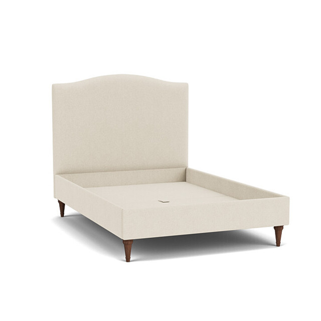 White Chenille Double Bed Frame - Traditional Low End With Large Headboard In Stain Resistant Chenille - Avebury Range - image 1