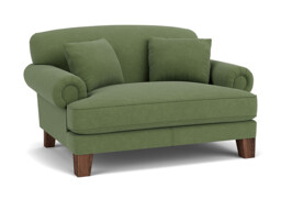 Green Linen Loveseat Armchair - Traditional Snuggler Cuddler Custom Arm Chair - Thatcham Range