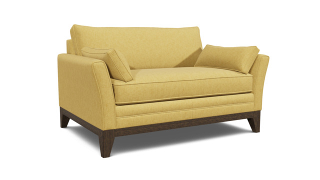 Yellow Velvet Loveseat Armchair - Modern Snuggle Cuddler Custom Arm Chair In Stain Resistant Velvet - Exmouth Range - image 1