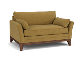 Yellow Velvet Loveseat Armchair - Modern Snuggle Cuddler Custom Arm Chair In Stain Resistant Velvet - Exmouth Range - thumbnail 1