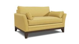 Yellow Velvet Loveseat Armchair - Modern Snuggle Cuddler Custom Arm Chair In Stain Resistant Velvet - Exmouth Range