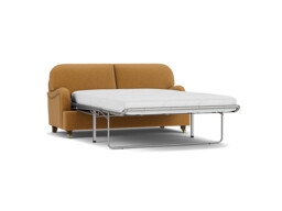 Orange Velvet 3 Seater Sofabed - Traditional Fold Out Custom Sofa Bed In Stain Resistant Velvet - Helston Range