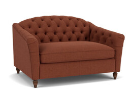 Red Velvet Loveseat Armchair - Traditional Snuggler Cuddler Custom Arm Chair In Easy Clean Velvet - Payton Range