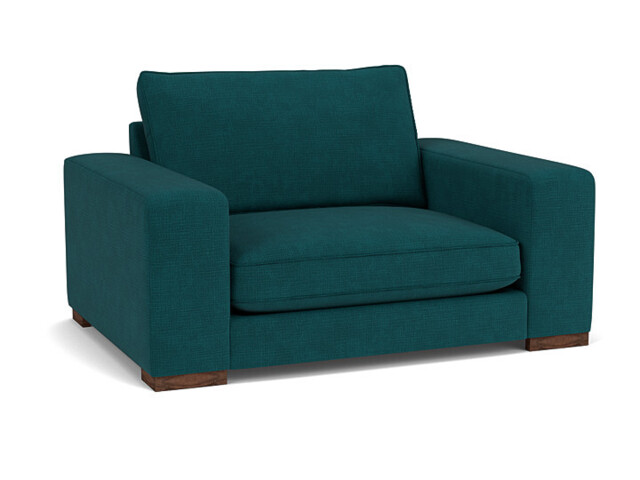 Teal Velvet Loveseat Armchair - Modern Snuggle Cuddler Custom Arm Chair In Stain Resistant Velvet - Ashdown Range - image 1
