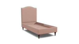Pink Velvet Single Bed Frame - Traditional Low End With Large Headboard In Stain Resistant Velvet - Avebury Range - thumbnail 1